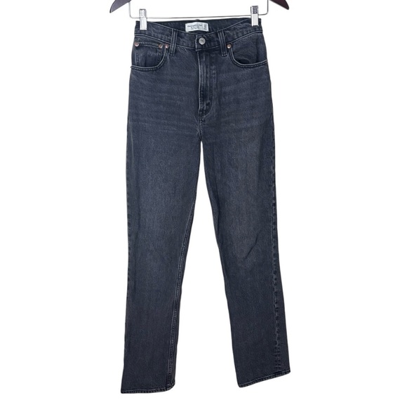 Abercrombie The 90's Relaxed Jean High Rise Curve Love In Black Women’s Sz 24 - Picture 1 of 5
